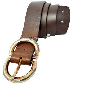 Mossimo Belt Women Size 36 Brown Genuine Leather Buckle Brass Accessories VTG